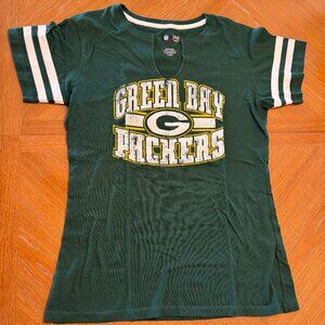 Women's Vintage NFL Team Apparel Green Bay Packers Knotch Neck T Shirt